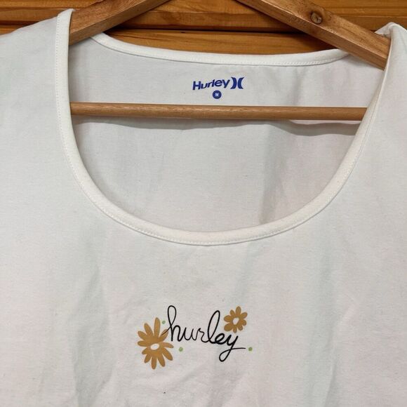 Hurley Junior White Scrunched Short Sleeve Shirt - Sz M - Picture 4 of 5